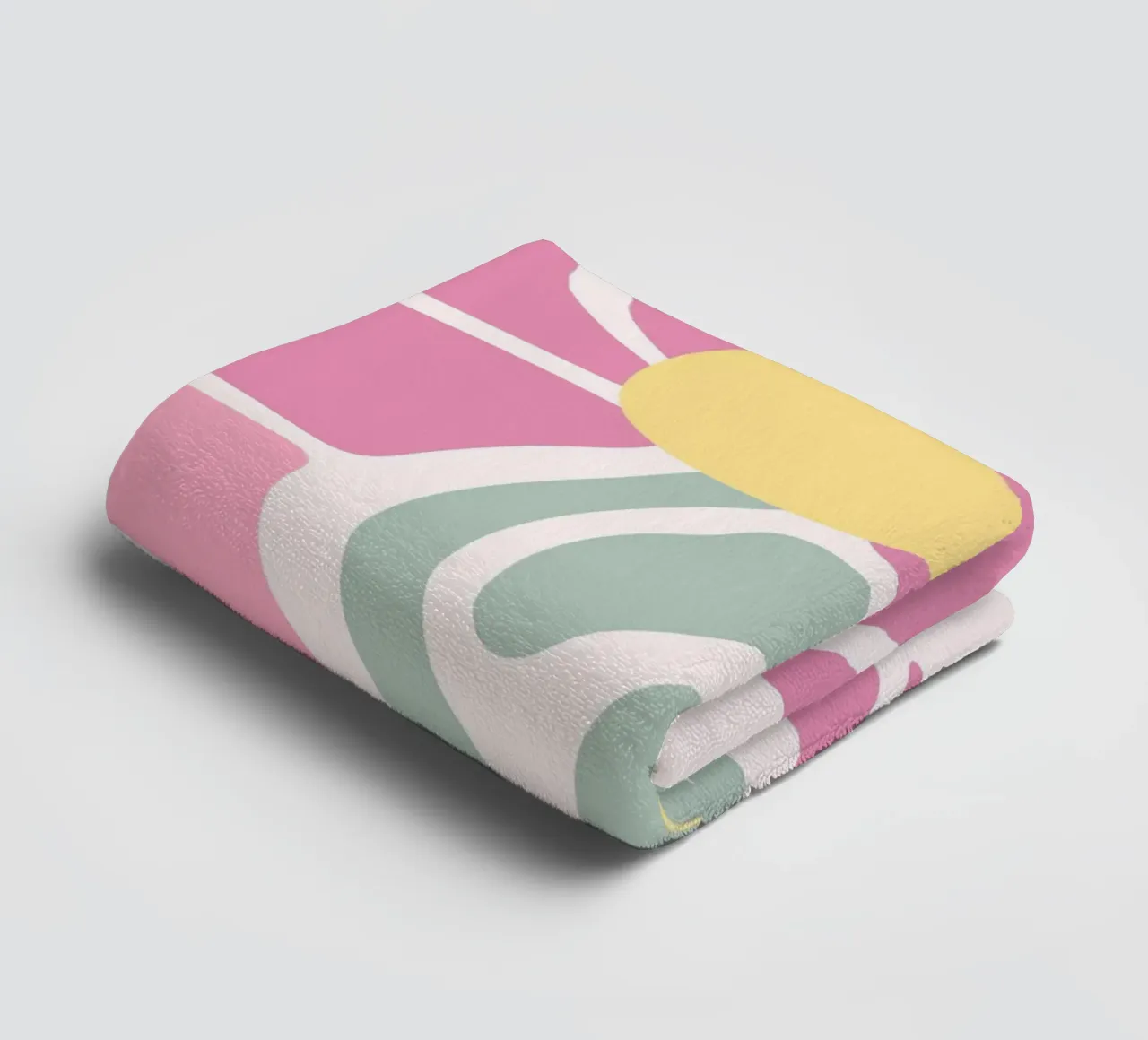 Retro Roze & Groen Bloemig - Abstract Botanisch Muurkunstwerk badhanddoek van ClubArt