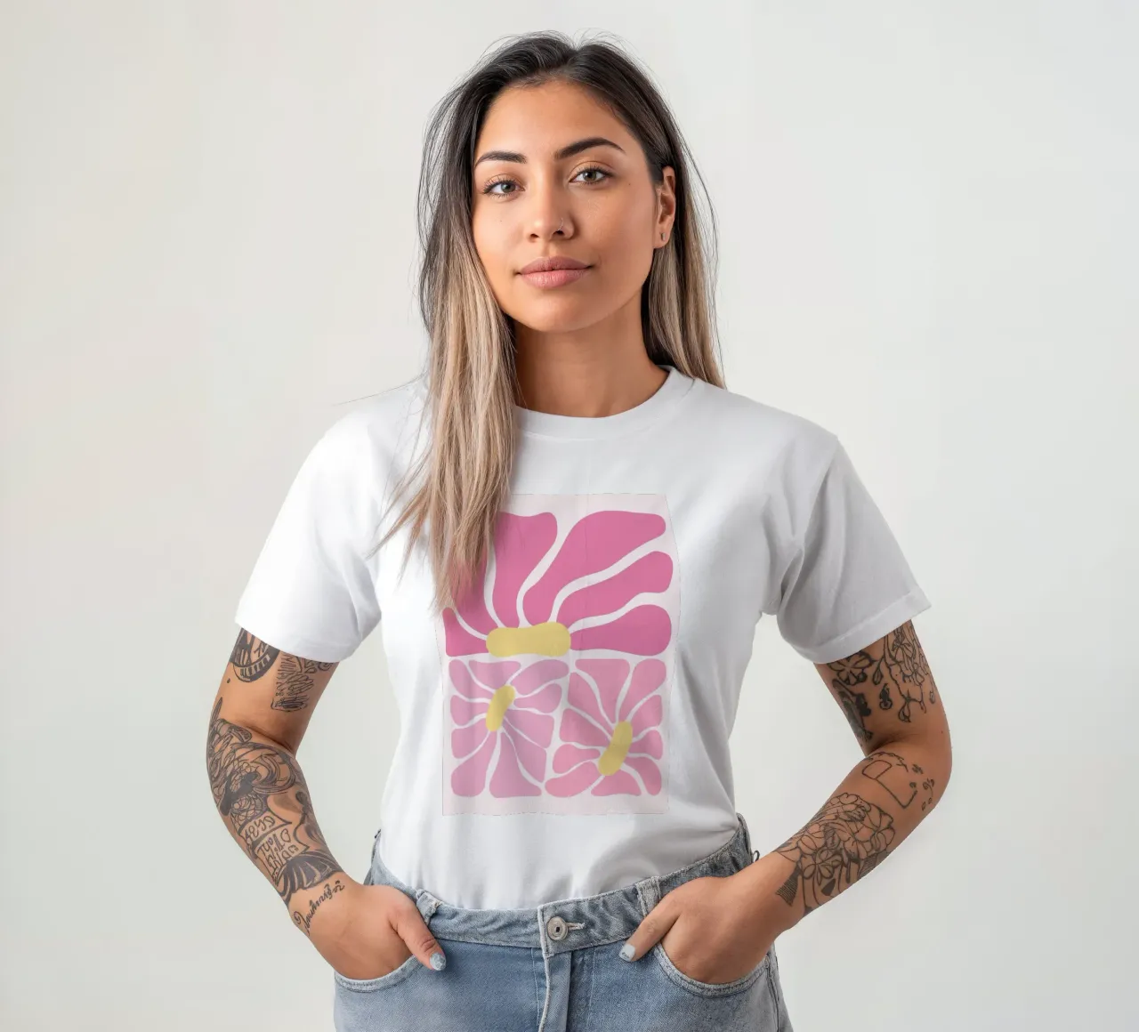 Abstract Pink Bloom Collage - Modern Floral Pop Art t-shirt by ClubArt