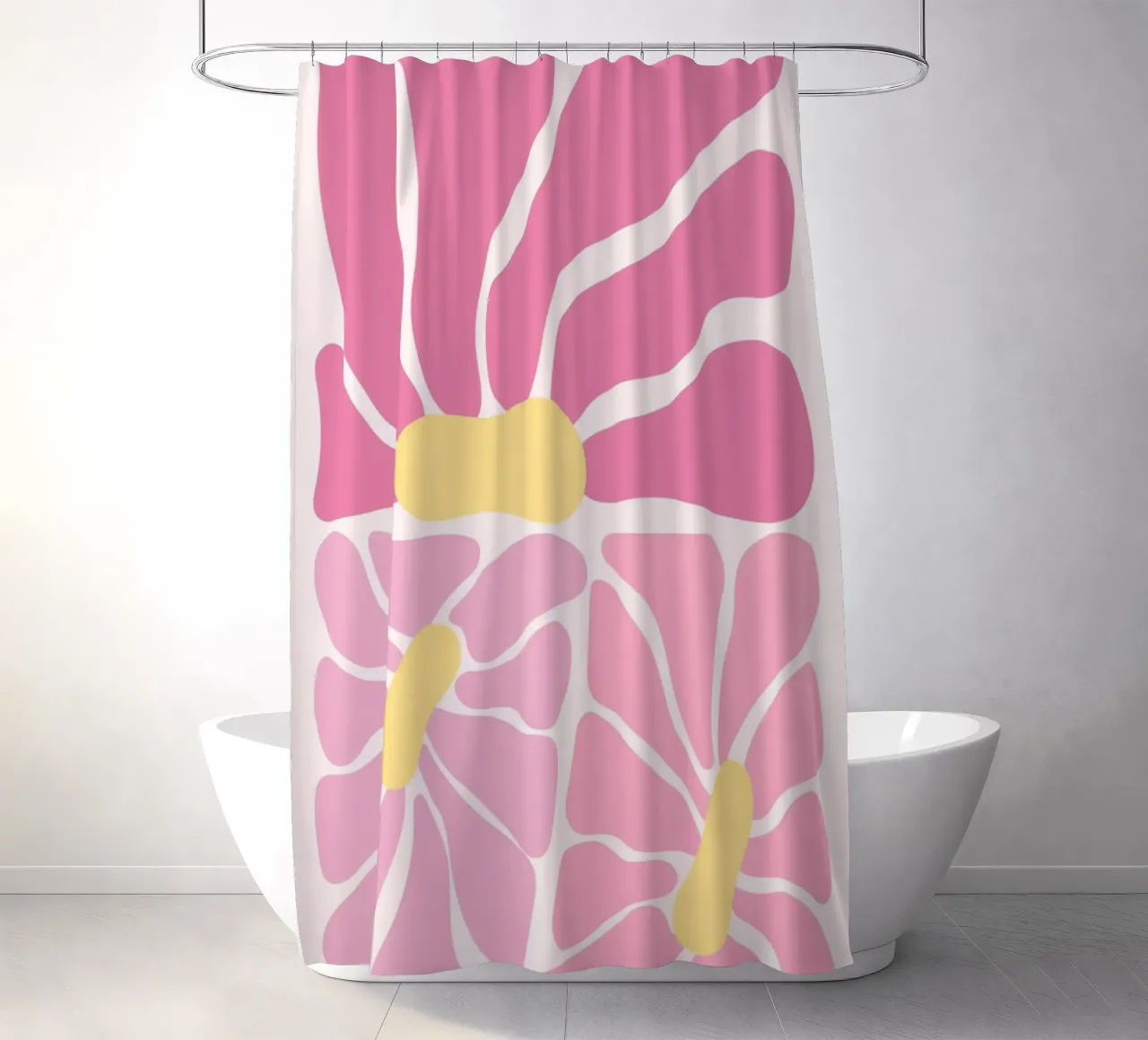 Collage abstrait de fleurs roses - Pop Art floral moderne rideau de douche de ClubArt