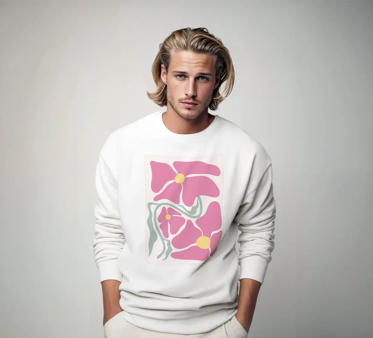 Pink Abstract Floral Blooms - Modern Botanical Wall Art sweatshirt by ClubArt