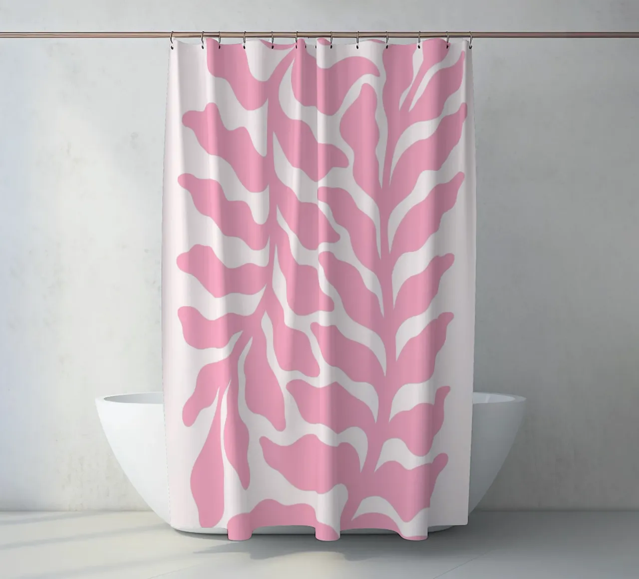 Follaje rosa inspirado en Matisse - Impresión botánica abstracta cortina de baño de ClubArt