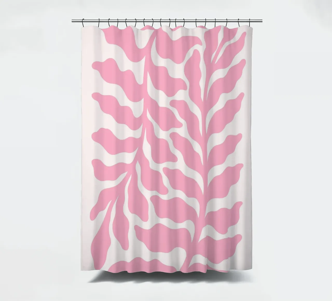 Follaje rosa inspirado en Matisse - Impresión botánica abstracta cortina de baño de ClubArt