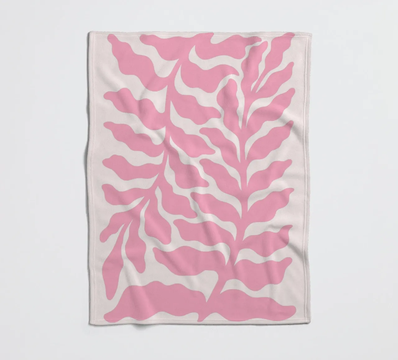 Matisse Inspired Pink Foliage - Abstract Botanical Print fleece blanket by ClubArt