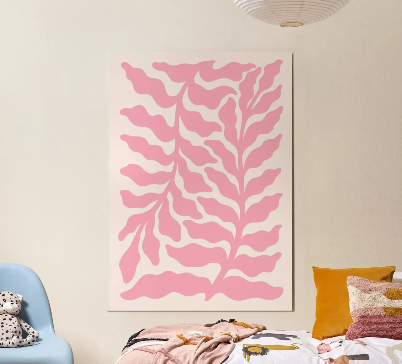 Op Matisse geïnspireerd roze bladerdek - Abstracte botanische print hahnemühle van ClubArt