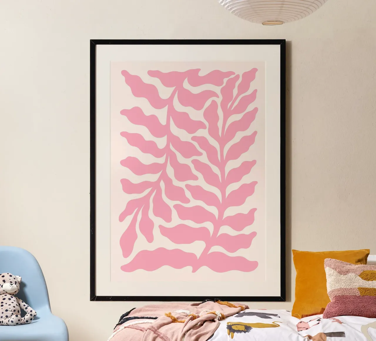 Op Matisse geïnspireerd roze bladerdek - Abstracte botanische print hahnemühle van ClubArt
