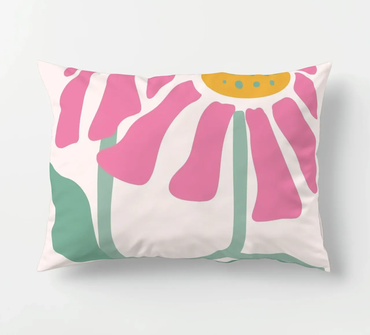 Retro Pink Coneflower Art - Impression botanique abstraite coussin de ClubArt
