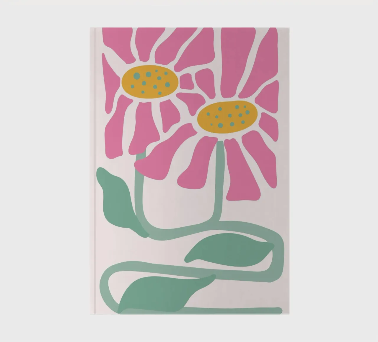 Retro Pink Coneflower Art - Abstract Botanical Print notebook by ClubArt