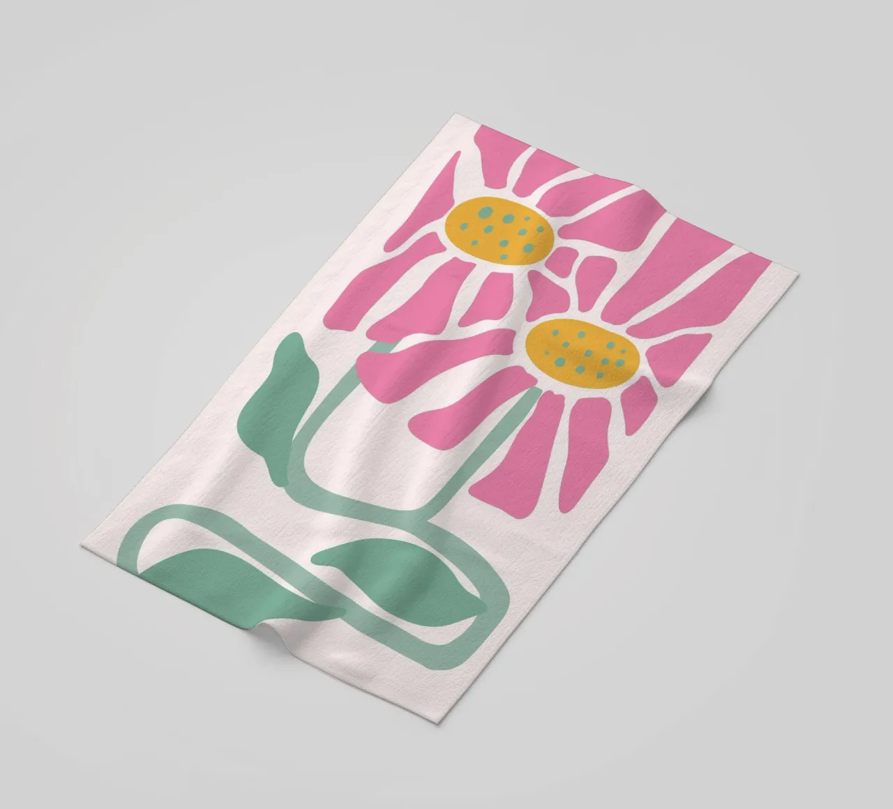 Retro Roze Bloembloem Kunst - Abstracte Botanische Print strandhanddoek van ClubArt