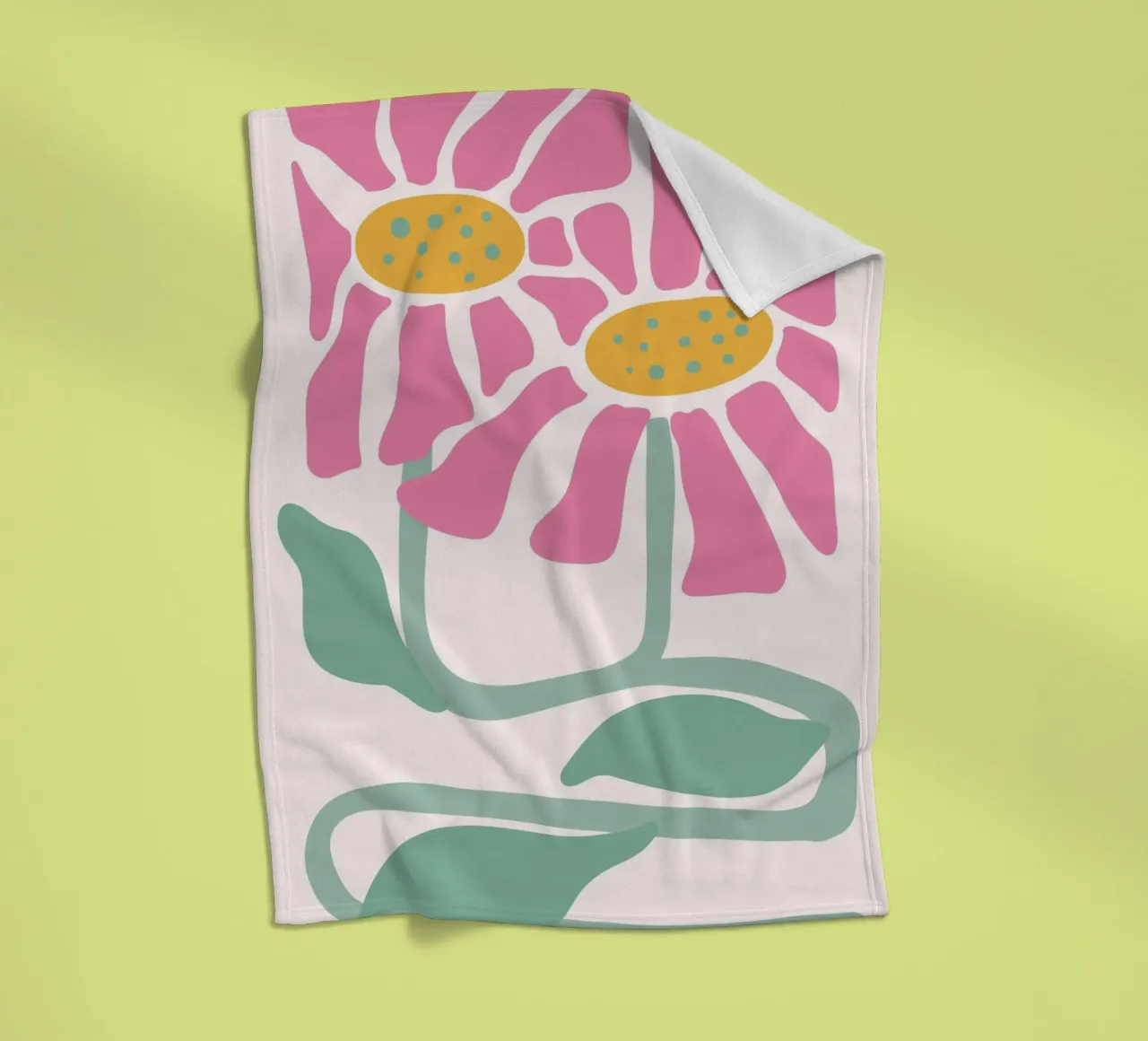 Retro Roze Bloembloem Kunst - Abstracte Botanische Print fleecedeken van ClubArt