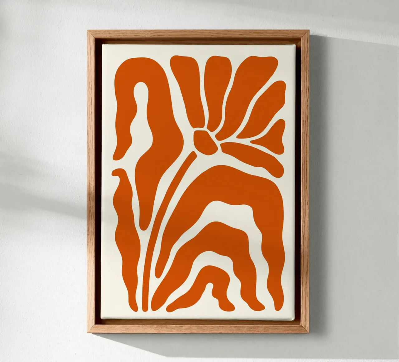 Retro Orange Bloom & Shapes - Abstract Mid-Century Art canvas with Floater frame by ClubArt