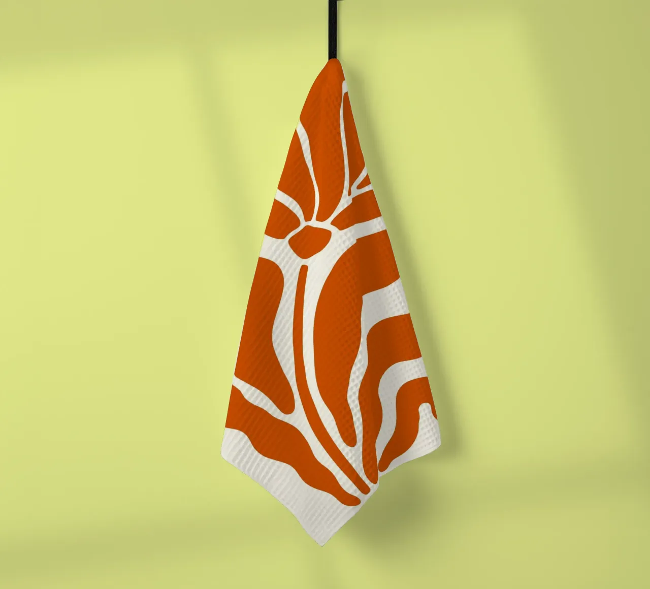 Retro Orange Bloom & Shapes - Art abstrait du milieu du siècle torchon de ClubArt