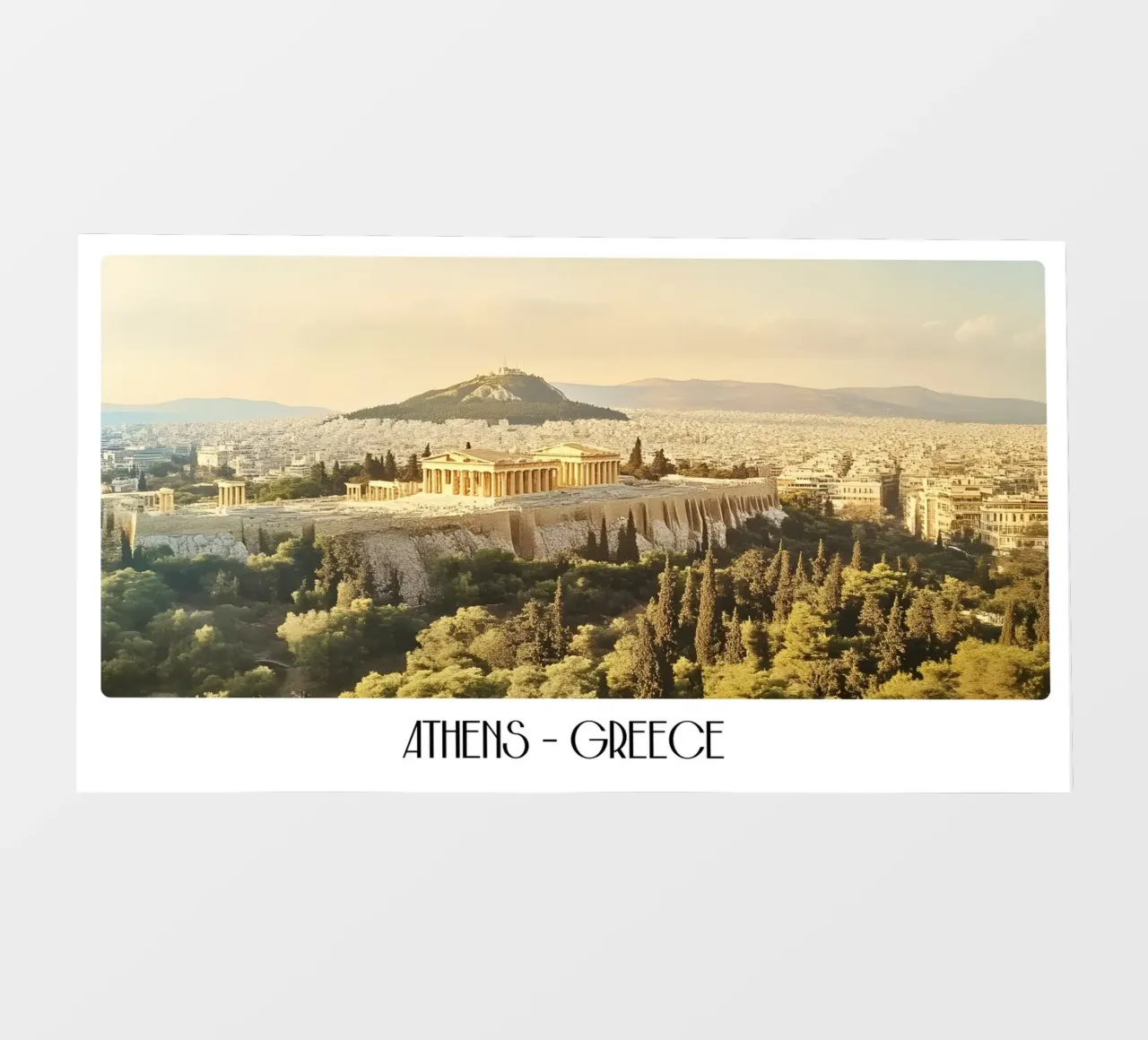 Atene Grecia Acropoli Partenone Poster di viaggio d'epoca pellicola backlit da ClubArt