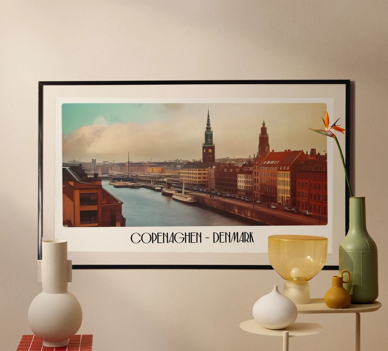 Copenhagen Denmark Canals Vintage Cityscape Poster poster by ClubArt