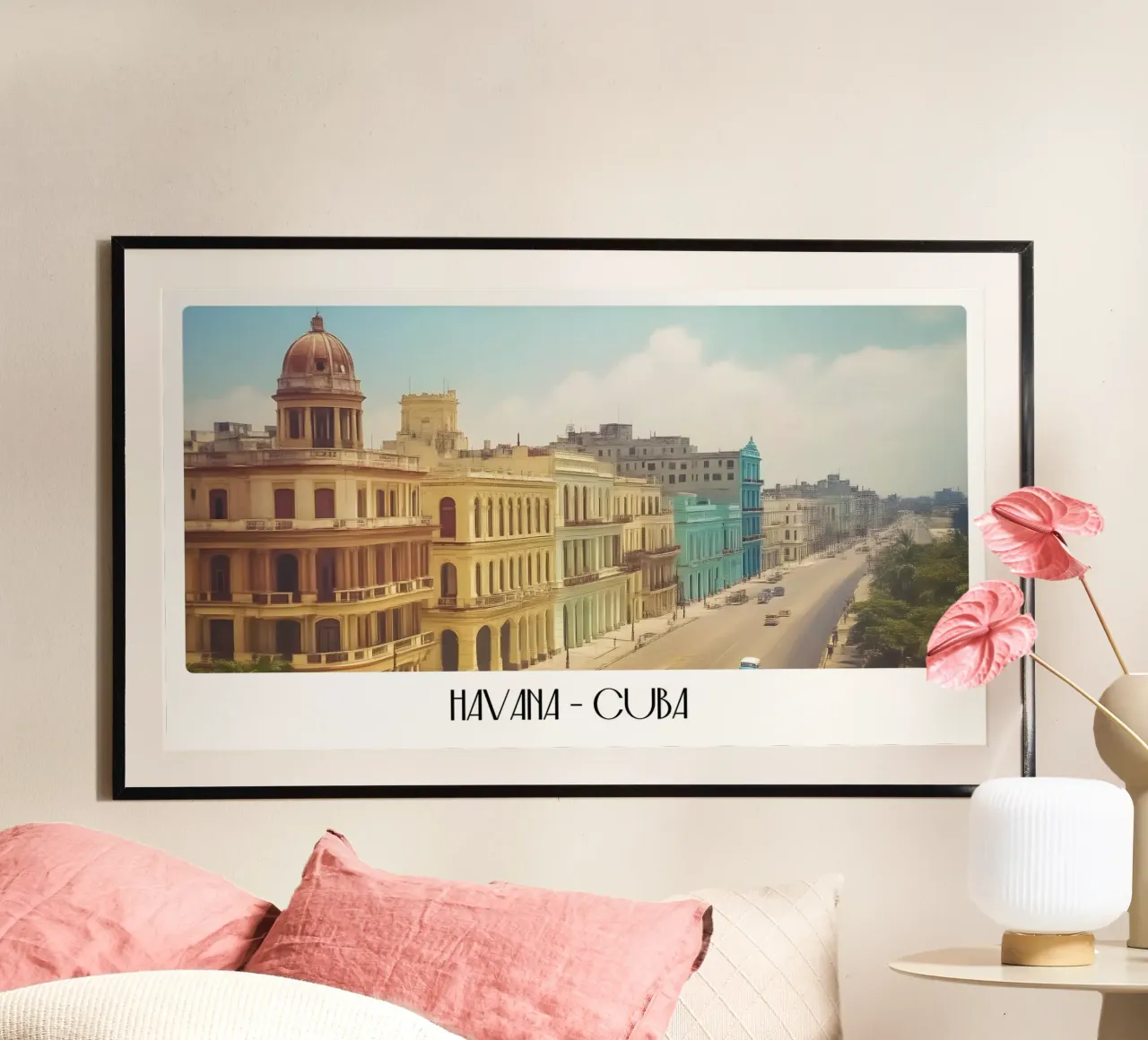 L'Avana Cuba Vintage Città Vecchia Architettura Coloniale Poster poster con telaio in legno da ClubArt