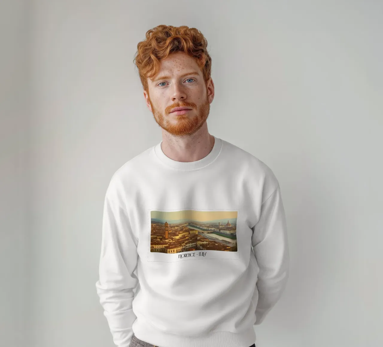 Florence Italy Ponte Vecchio Duomo Vintage Travel Poster sweatshirt by ClubArt