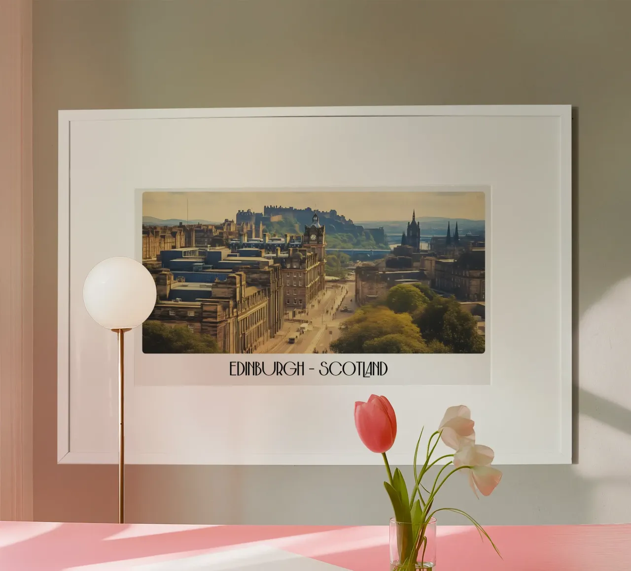 Edimburgo Scozia Castello Royal Mile Poster città d'epoca poster con telaio in plastica da ClubArt