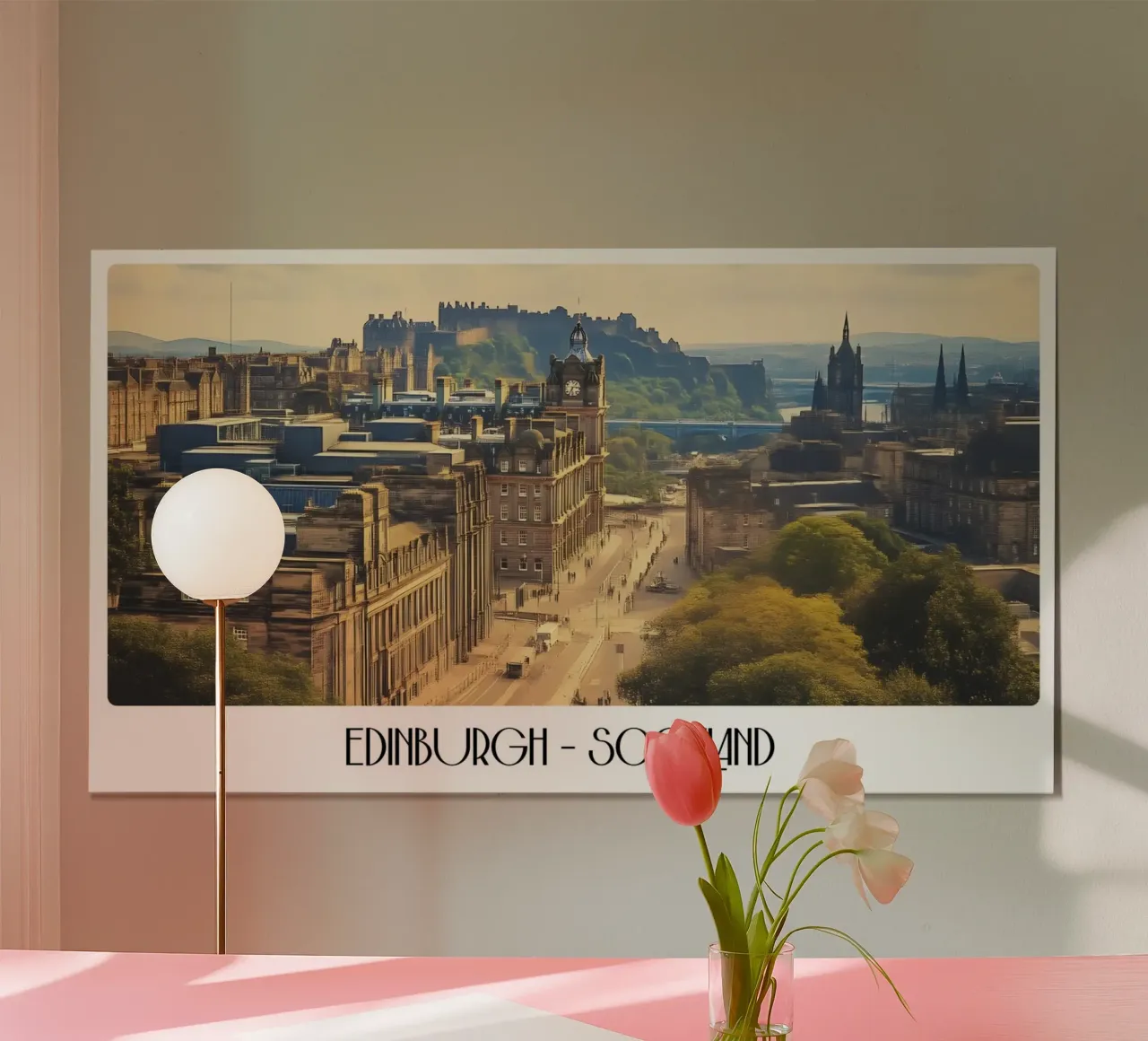 Edimburgo Scozia Castello Royal Mile Poster città d'epoca poster con telaio in plastica da ClubArt