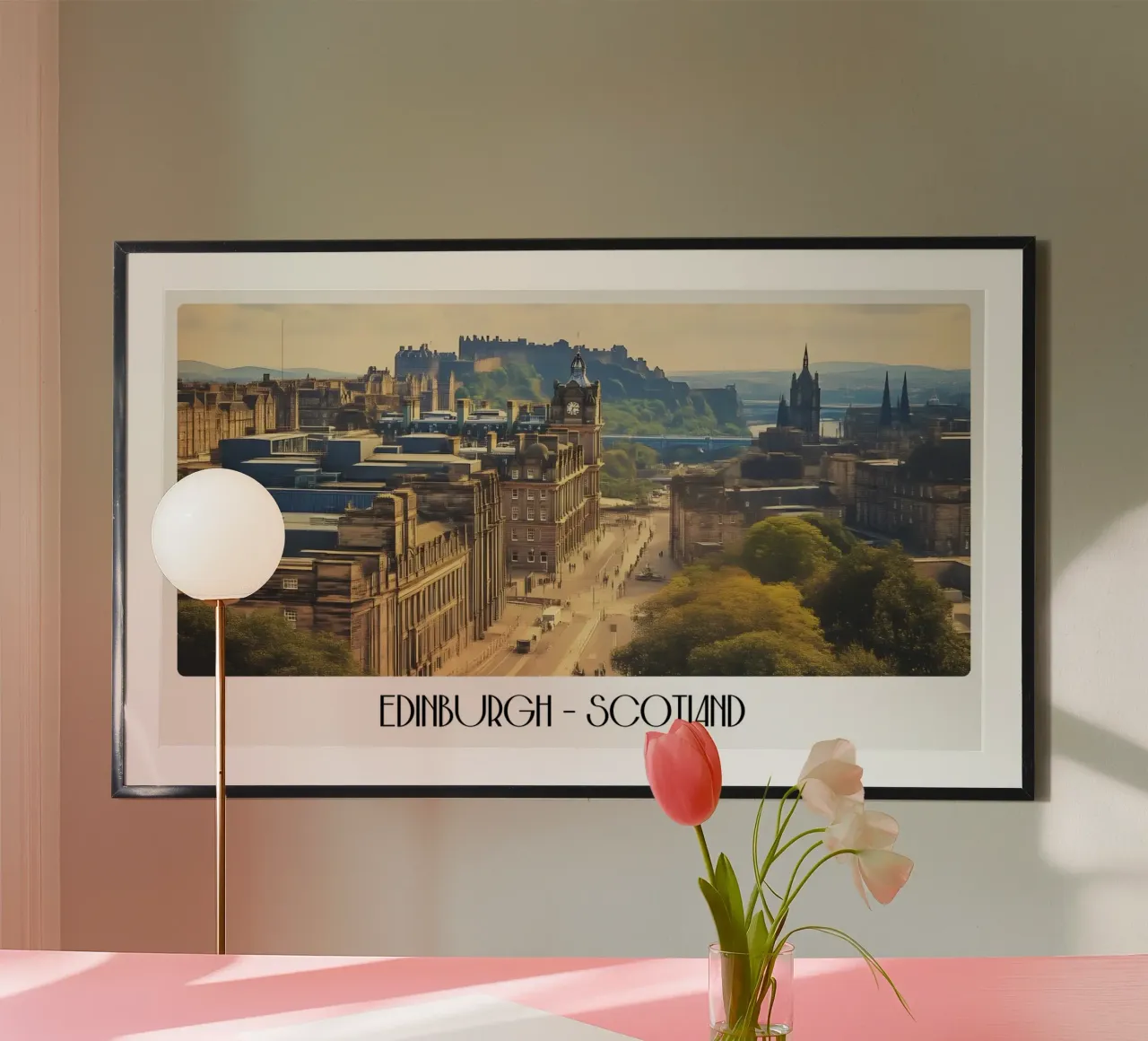 Edimburgo Scozia Castello Royal Mile Poster città d'epoca poster con telaio in plastica da ClubArt