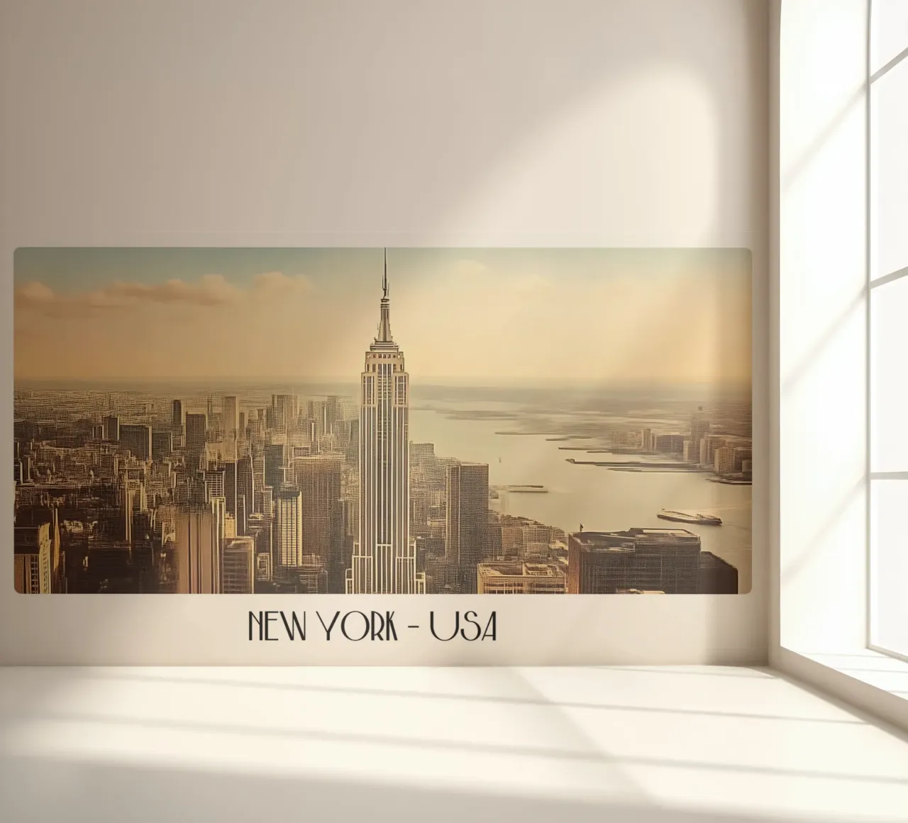 NYC Empire State Building Retro Art - Paesaggio urbano - Decorazione da parete carta da parati fotografica da ClubArt