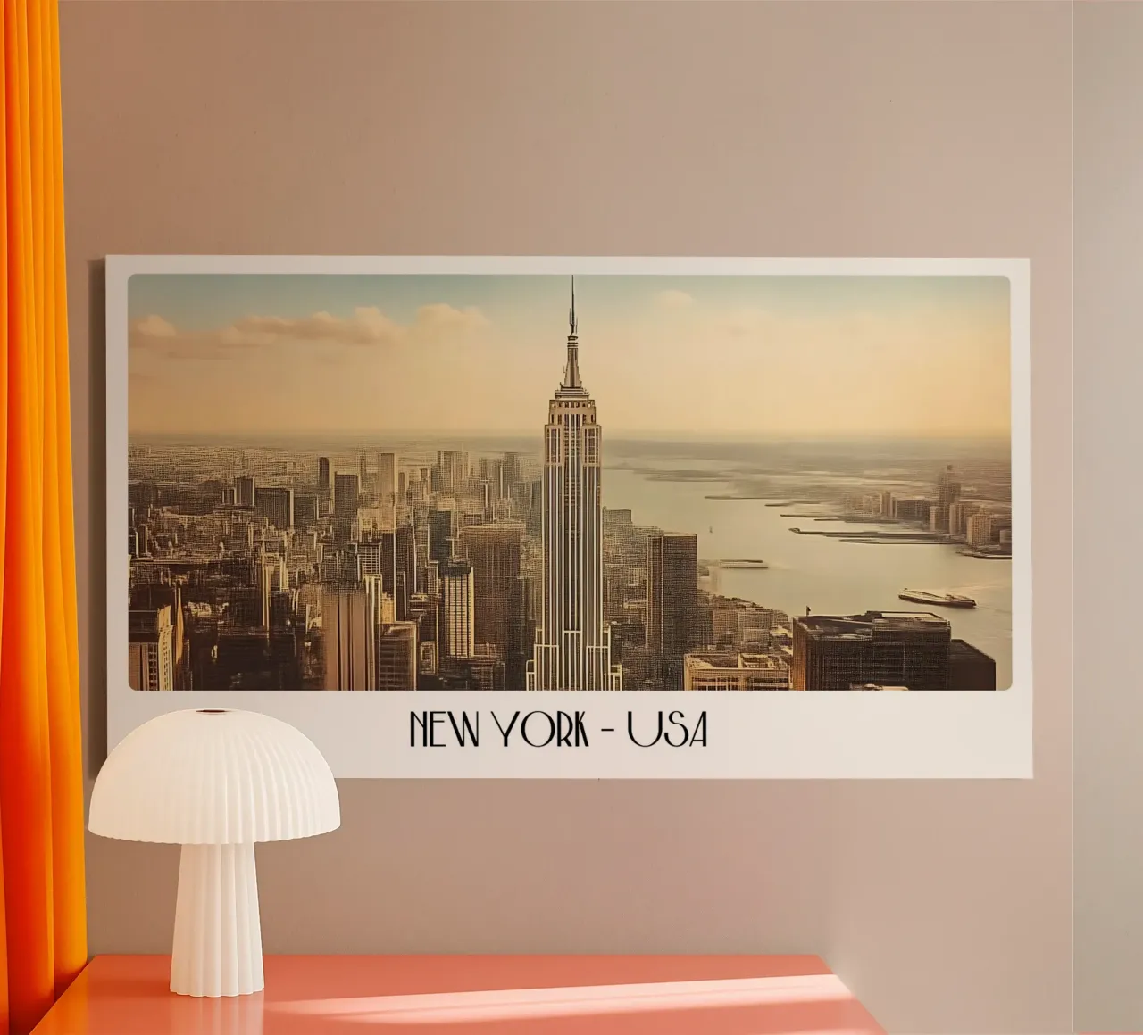 NYC Empire State Building Retro Kunst - Stadsgezicht Muurdecoratie canvas met Baklijst van ClubArt