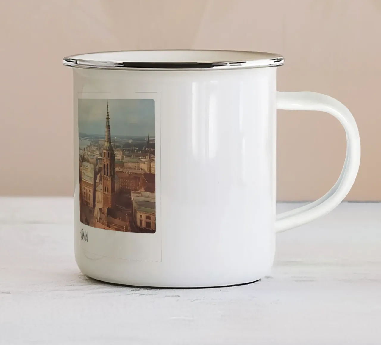 Riga Letland Oude Stad Uitzicht - Baltisch Stadsgezicht Art Print emaille mok van ClubArt