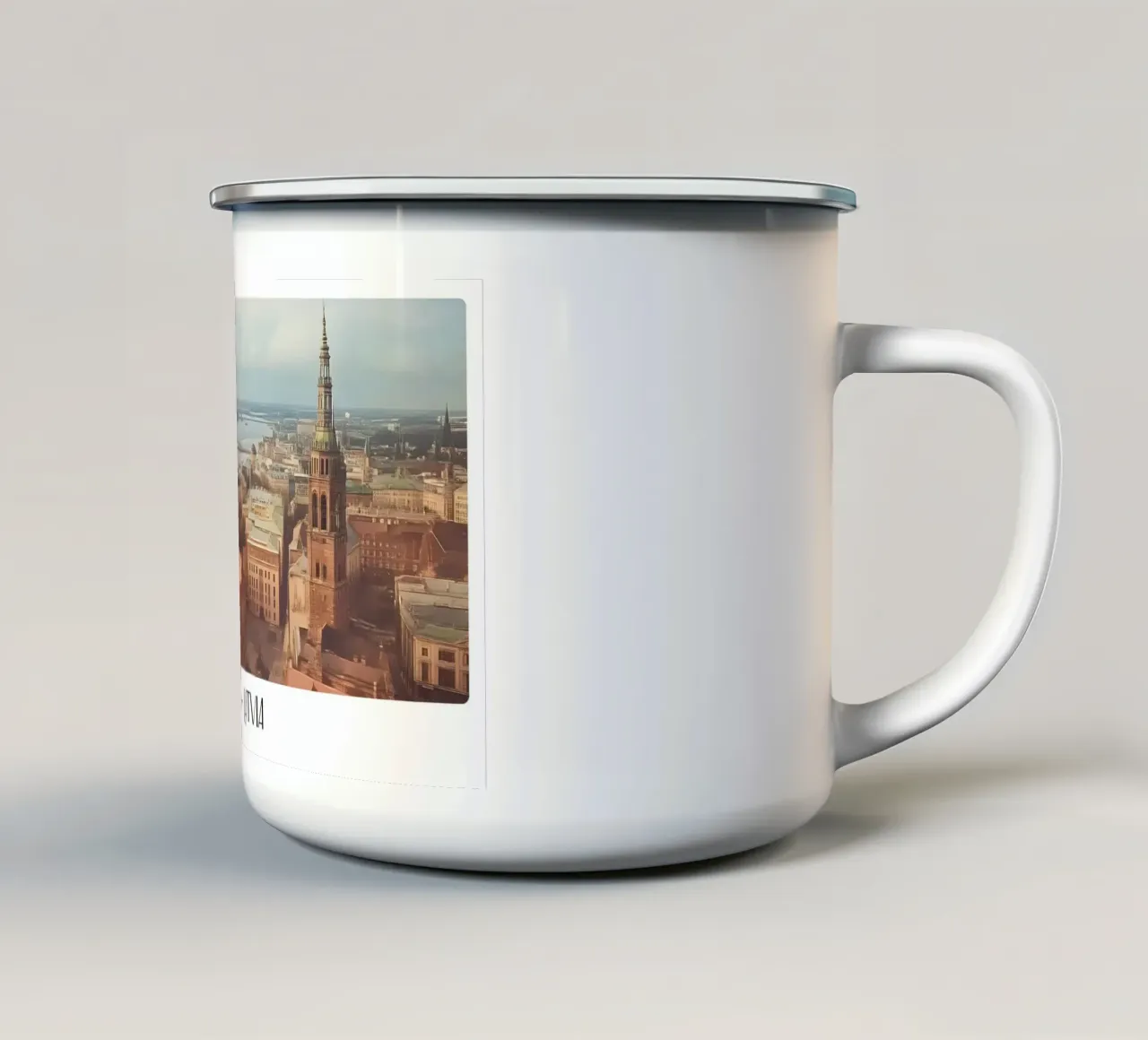 Riga Letland Oude Stad Uitzicht - Baltisch Stadsgezicht Art Print emaille mok van ClubArt