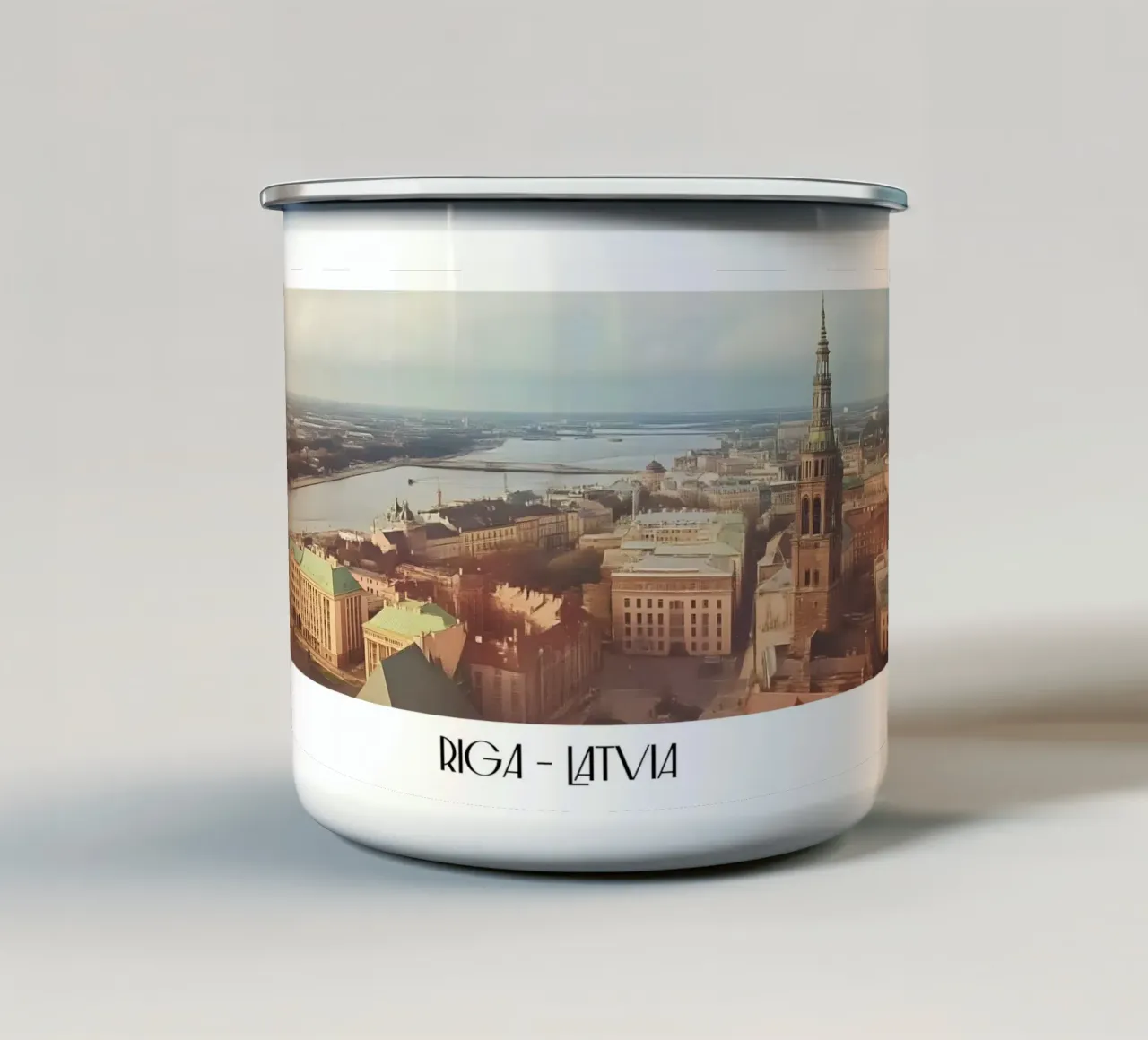 Riga Letland Oude Stad Uitzicht - Baltisch Stadsgezicht Art Print emaille mok van ClubArt