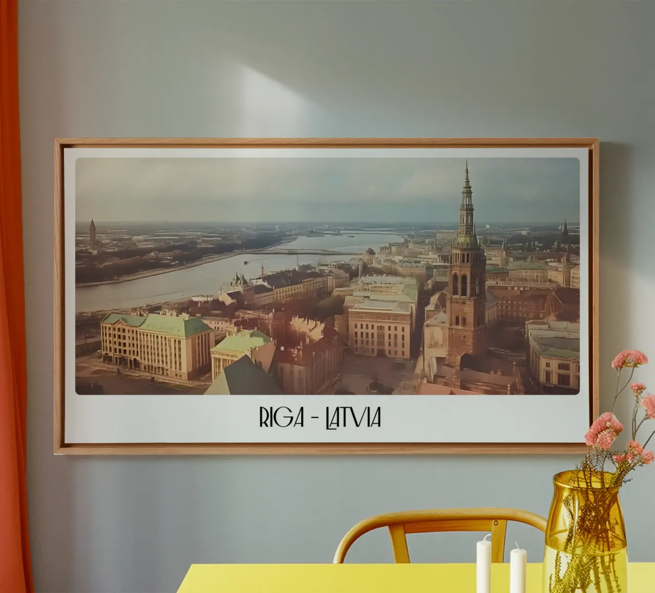 Riga Letland Oude Stad Uitzicht - Baltisch Stadsgezicht Art Print canvas met Baklijst van ClubArt