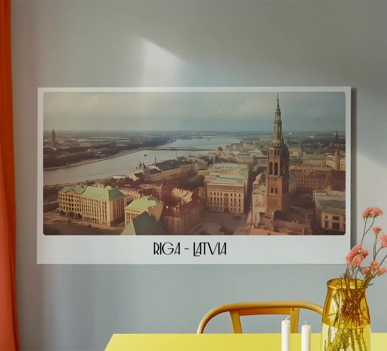 Riga Letland Oude Stad Uitzicht - Baltisch Stadsgezicht Art Print canvas met Baklijst van ClubArt