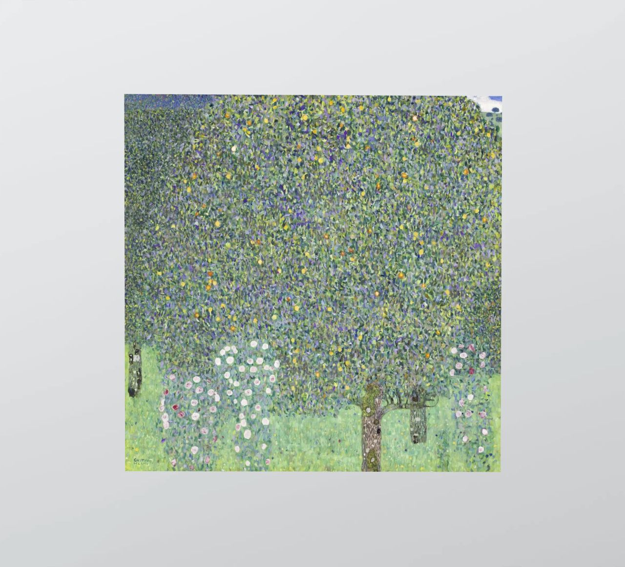 Gustav Klimt - Rosensträucher unter Bäumen (1905) Sticker von Analic