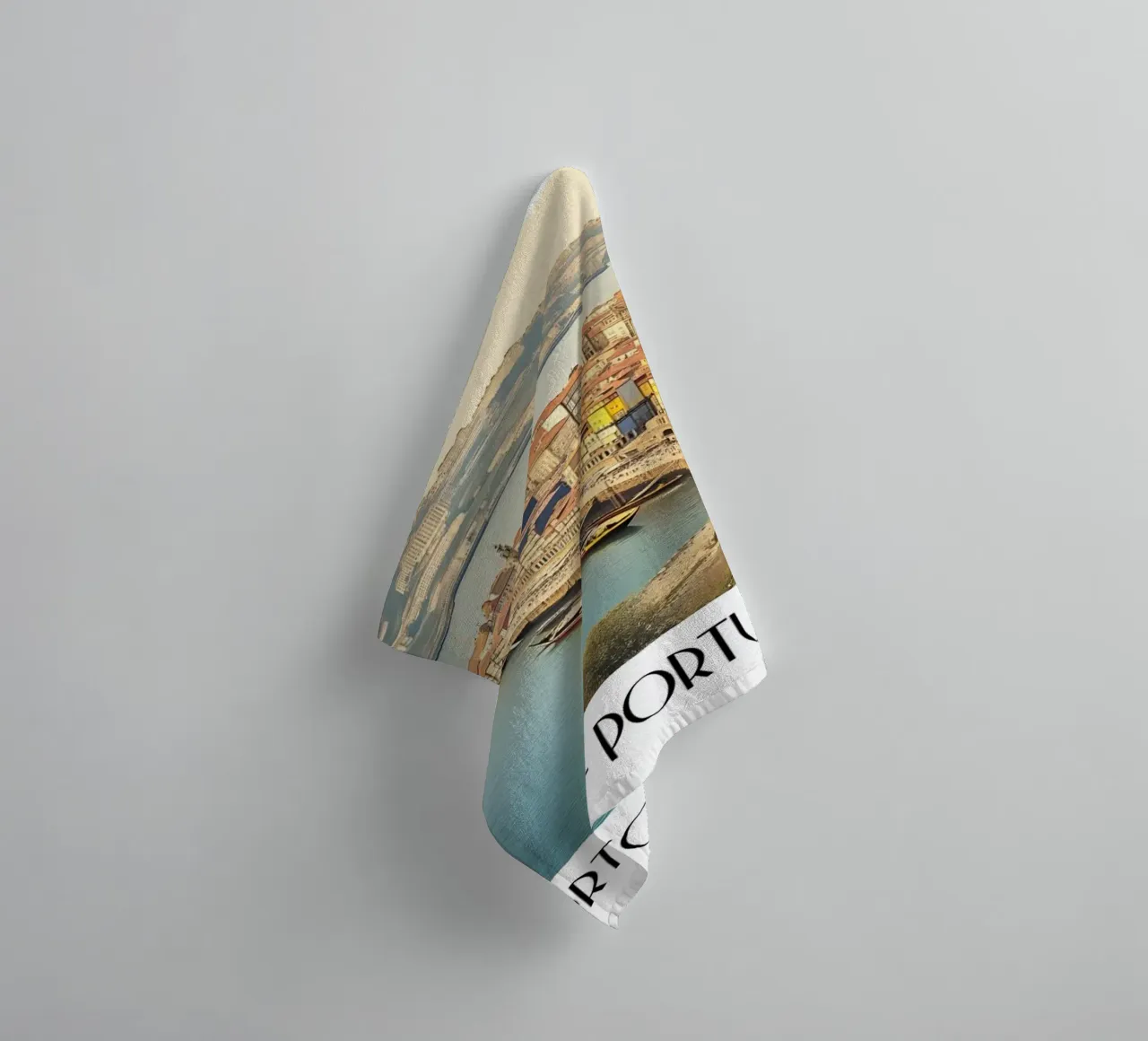Porto Portugal Cityscape - Douro River Vintage Travel Art towel by ClubArt