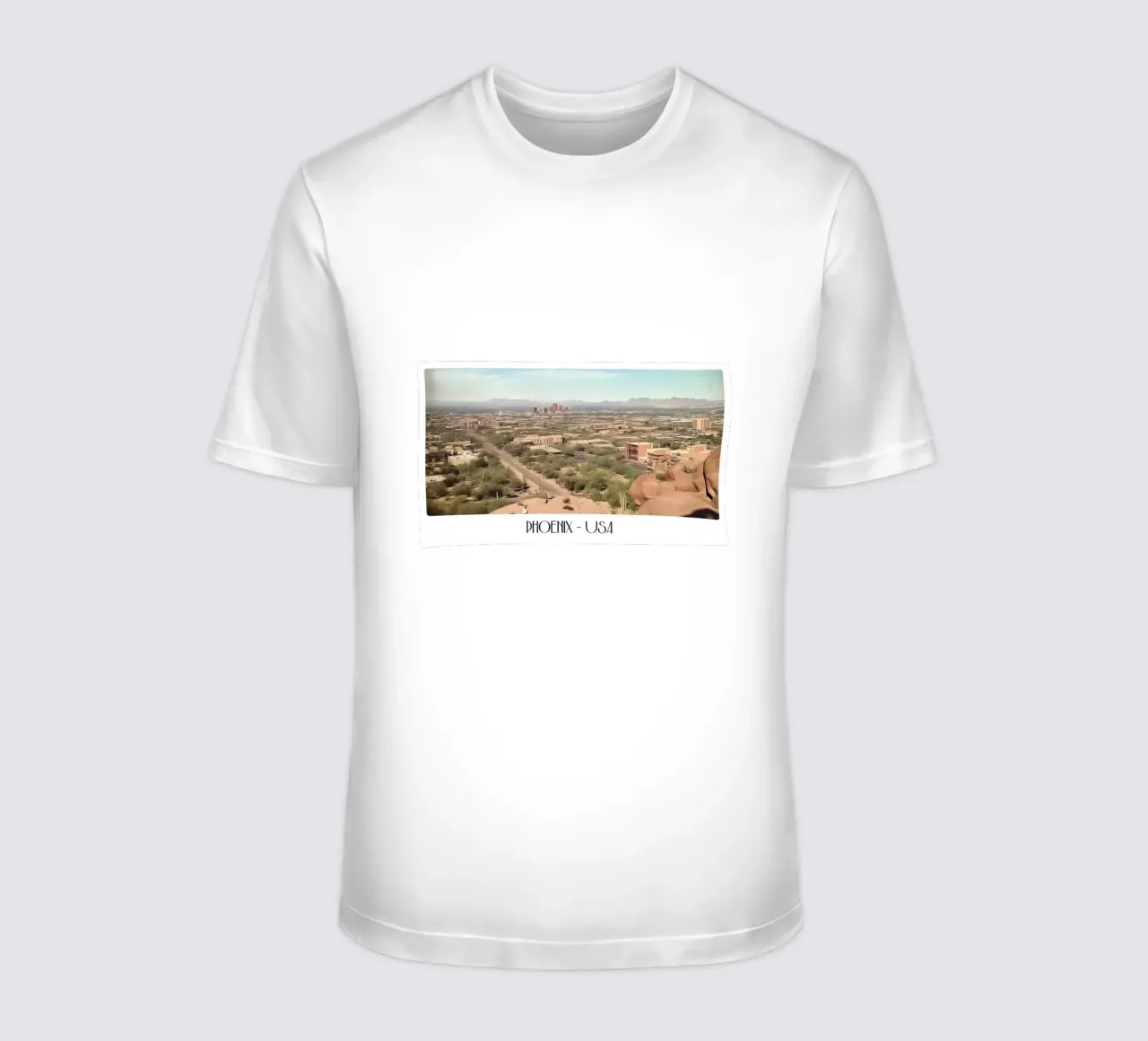Phoenix Arizona Camelback View - Arte del deserto sud-occidentale t-shirt da ClubArt