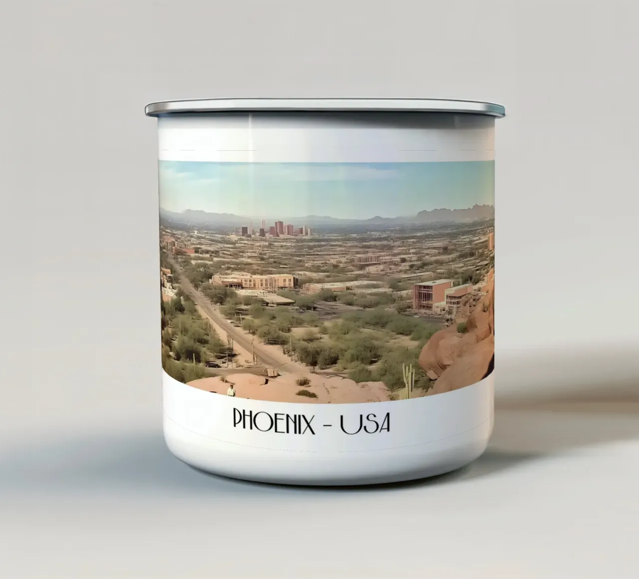 Phoenix Arizona Camelback View - Arte del deserto sud-occidentale tazza in smalto da ClubArt