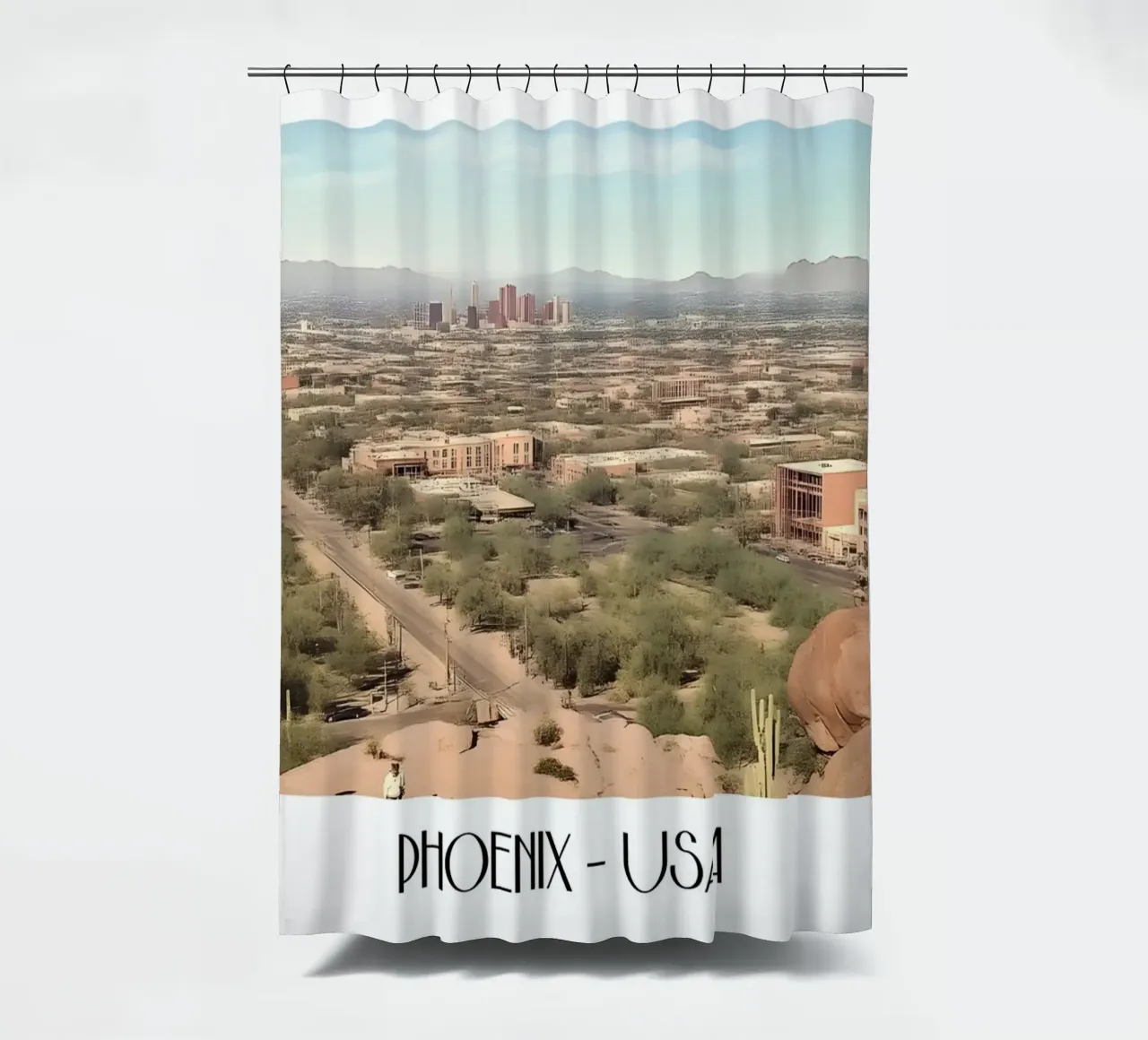Phoenix Arizona Camelback View - Arte del deserto sud-occidentale tenda da doccia da ClubArt