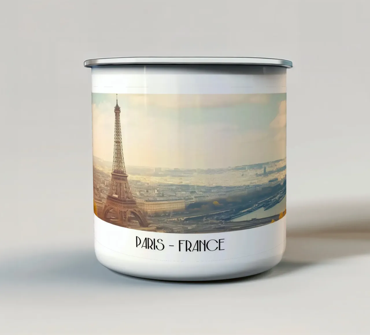 Torre Eiffel Parigi Vintage - Paesaggio iconico della città francese tazza in smalto da ClubArt
