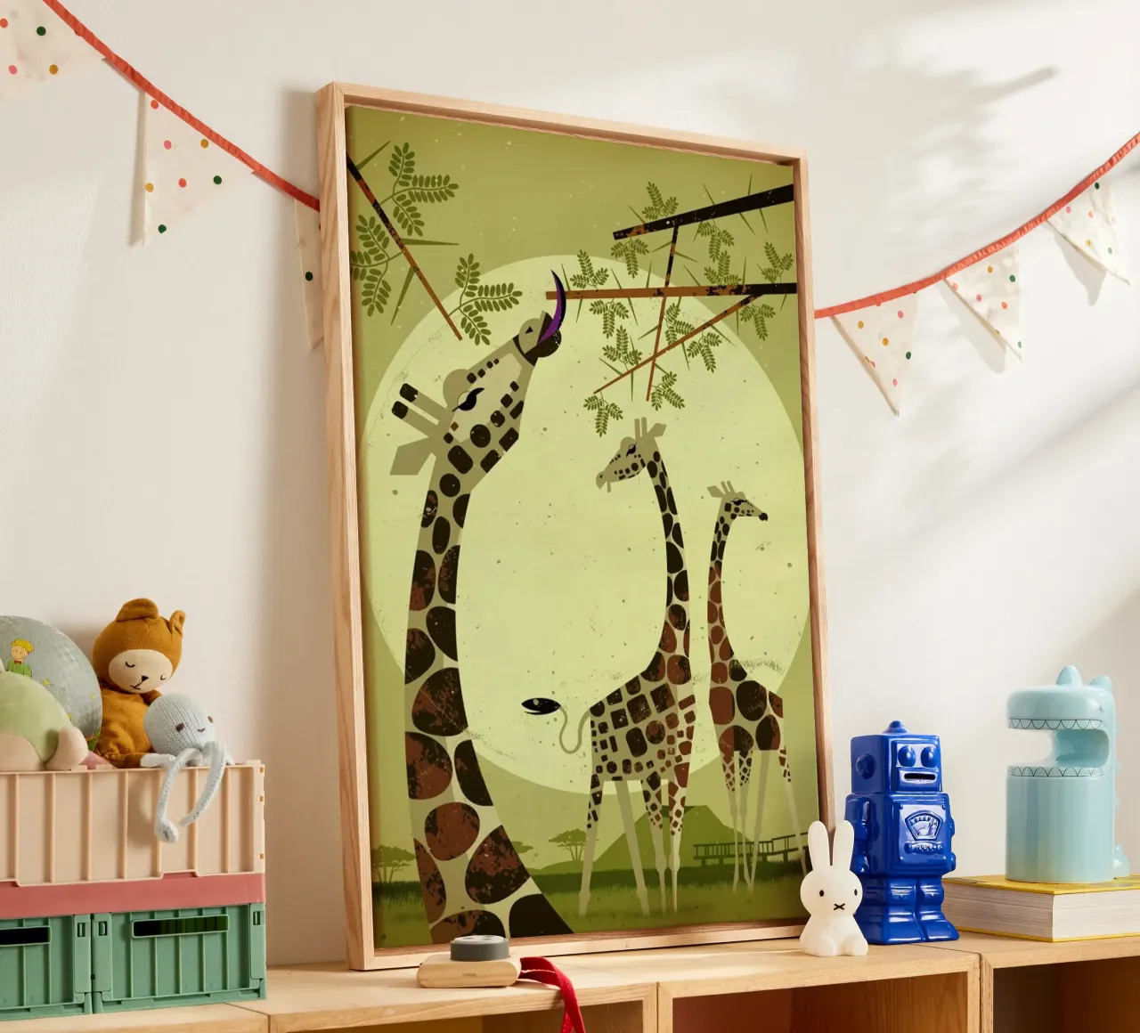 Giraffes canvas met Baklijst van Dieter Braun