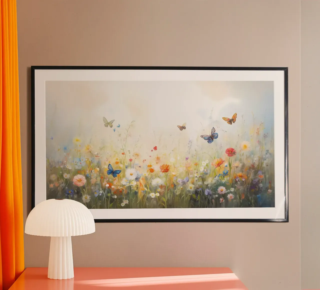 Etherische vlinderweide - Impressionistisch bloemenlandschap poster van ClubArt