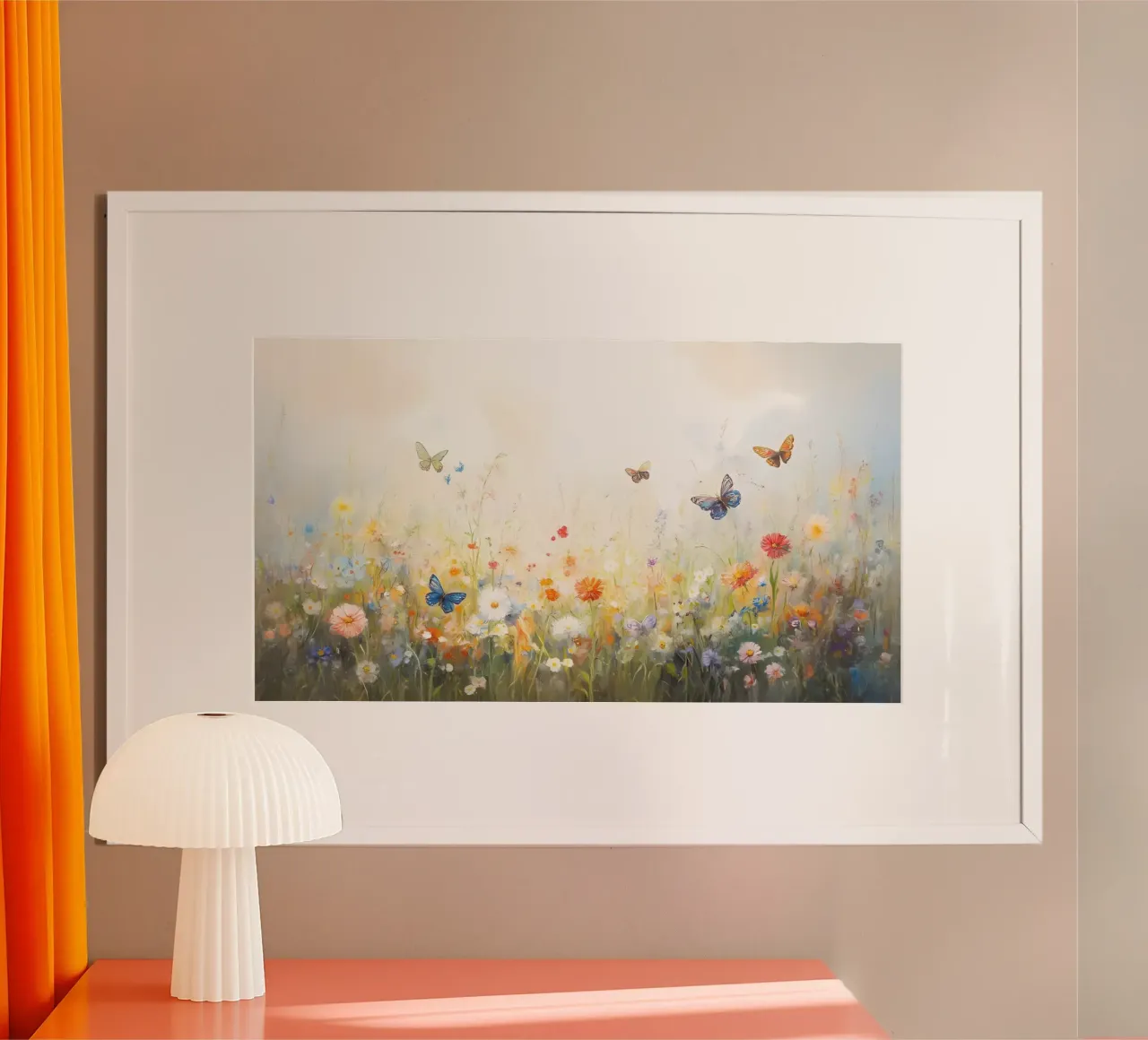 Etherische vlinderweide - Impressionistisch bloemenlandschap poster van ClubArt
