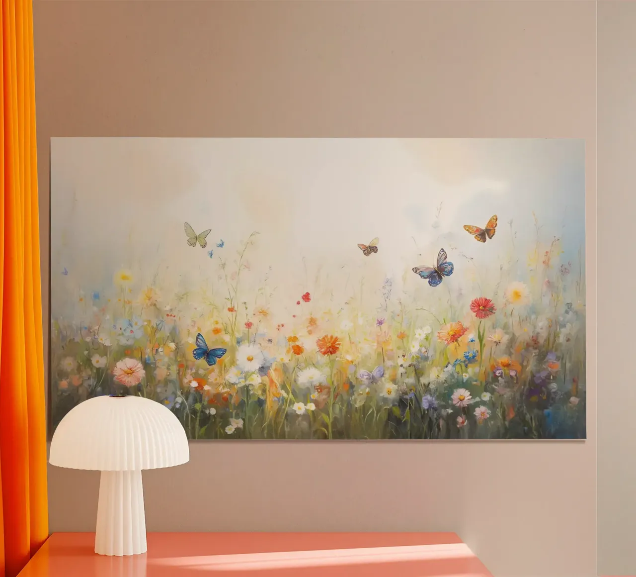 Etherische vlinderweide - Impressionistisch bloemenlandschap poster van ClubArt