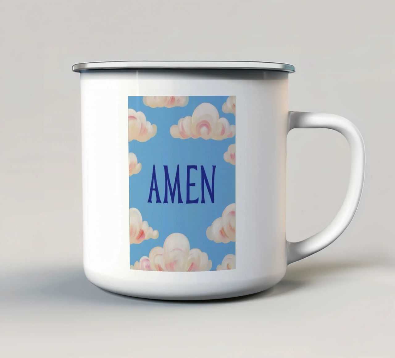 Amen con Wölkschen tazza in smalto da Carinaprint