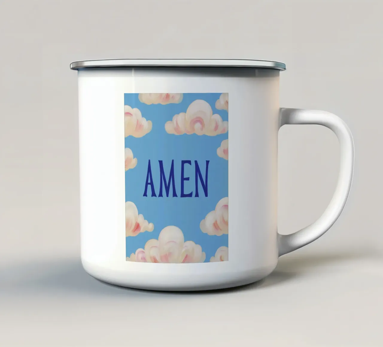 Amen con Wölkschen tazza in smalto da Carinaprint