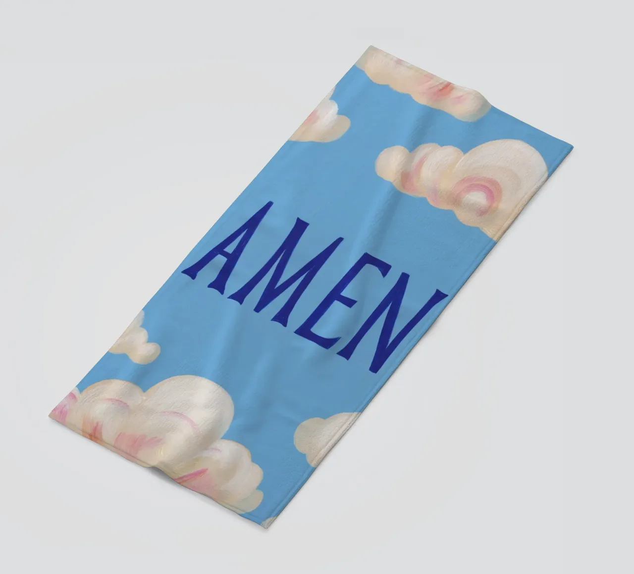 Amen with Wölkschen beach towel by Carinaprint