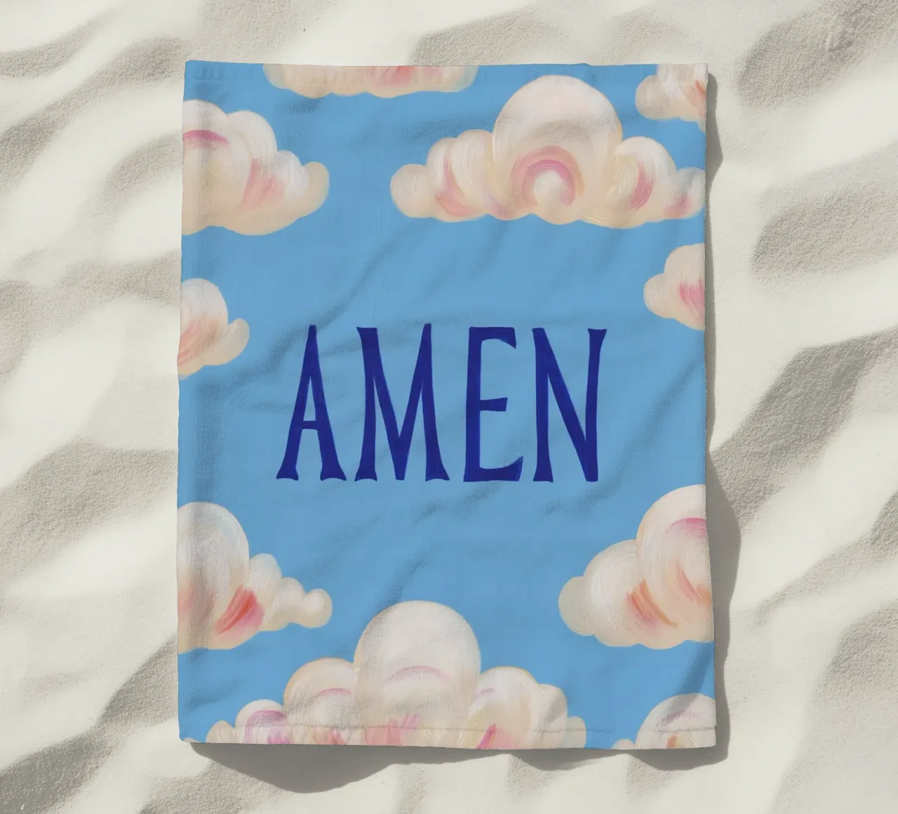 Amen with Wölkschen beach towel by Carinaprint
