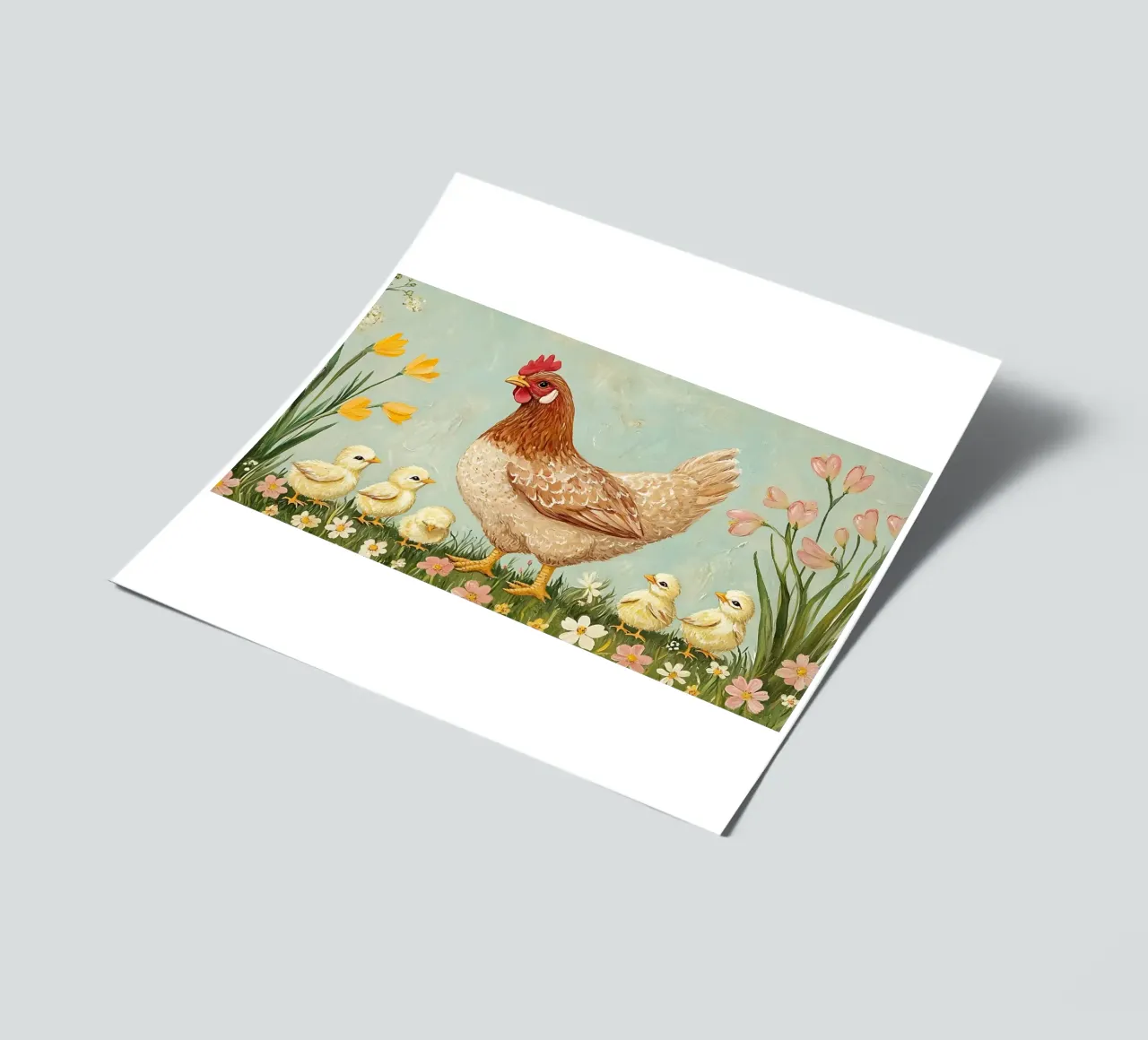 Mutter Henne & Küken - Rustikale Bauernhof-Tierkunst Stickerbogen von ClubArt