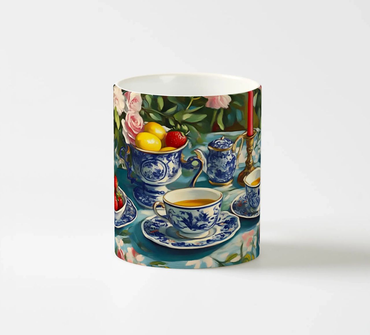 Nature morte au saule bleu à l'heure du thé - Chinoiserie Floral Art mug en céramique de ClubArt