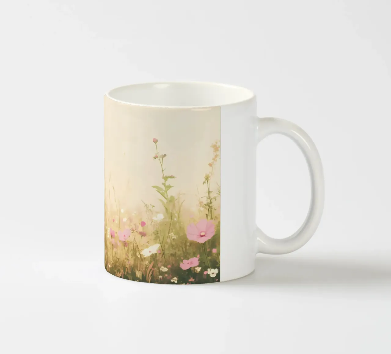 Champ de fleurs sauvages rose tendre - Vintage Botanical Meadow Art mug en céramique de ClubArt