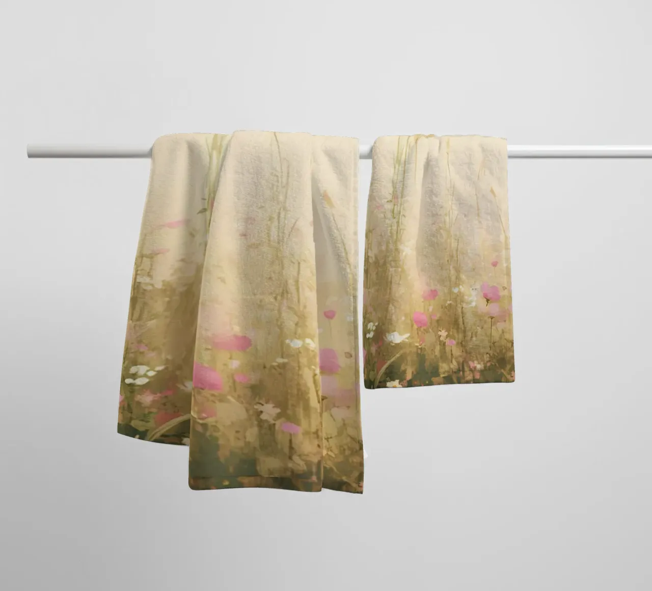 Campo di fiori selvatici rosa tenue - Arte del prato botanico vintage asciugamano da bagno da ClubArt