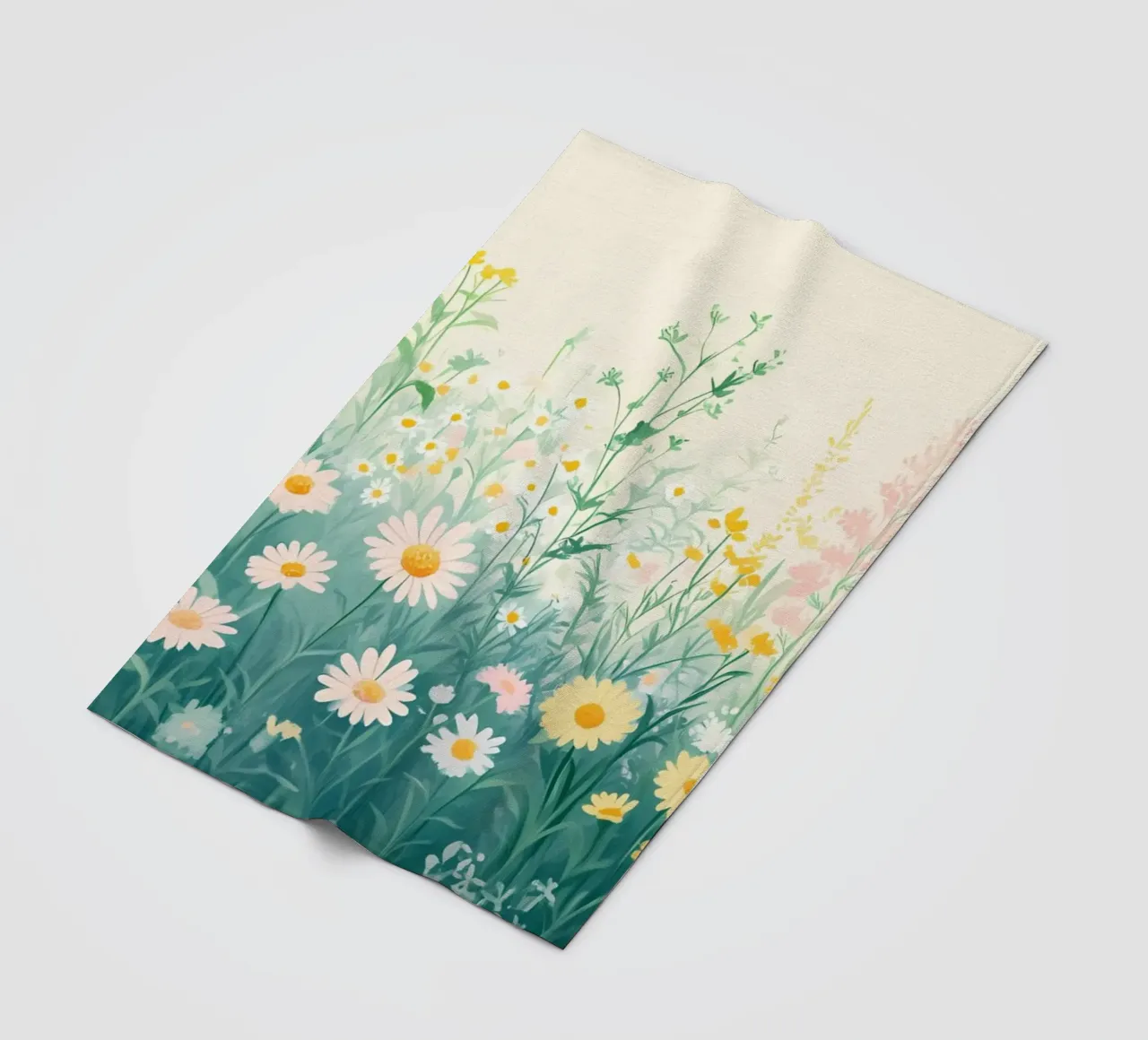 Spring Meadow Daisy Field - Pastel Floral Garden Art fleece blanket by ClubArt
