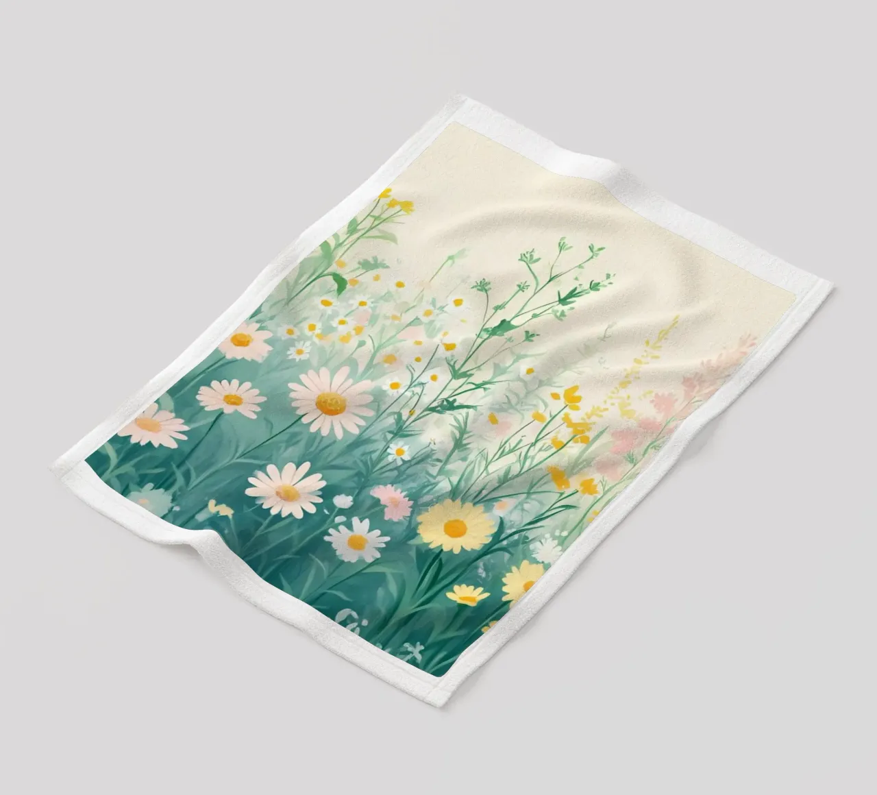 Spring Meadow Daisy Field - Pastel Floral Garden Art fleece blanket by ClubArt