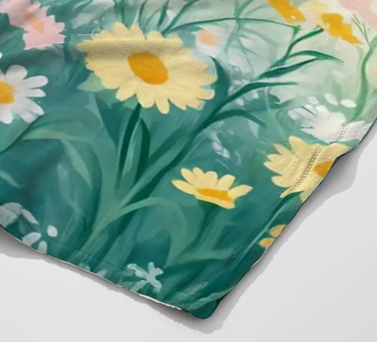 Spring Meadow Daisy Field - Pastel Floral Garden Art fleece blanket by ClubArt